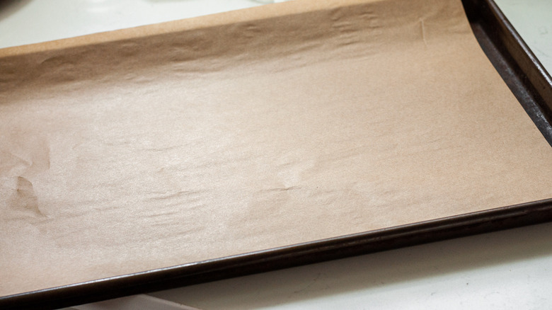 parchment paper on baking pan