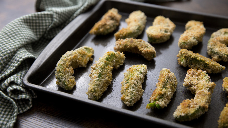 avocado fries on baking sheet