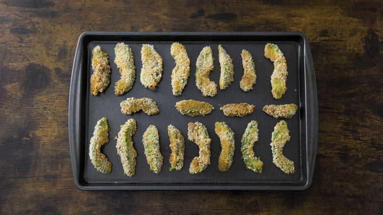 avocado fries on baking sheet 