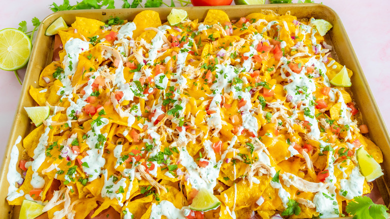 nachos with sour cream cilantro