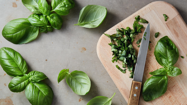 Chopping herbs