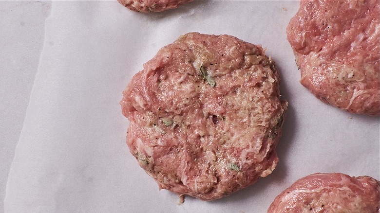 turkey sausage patty on parchment