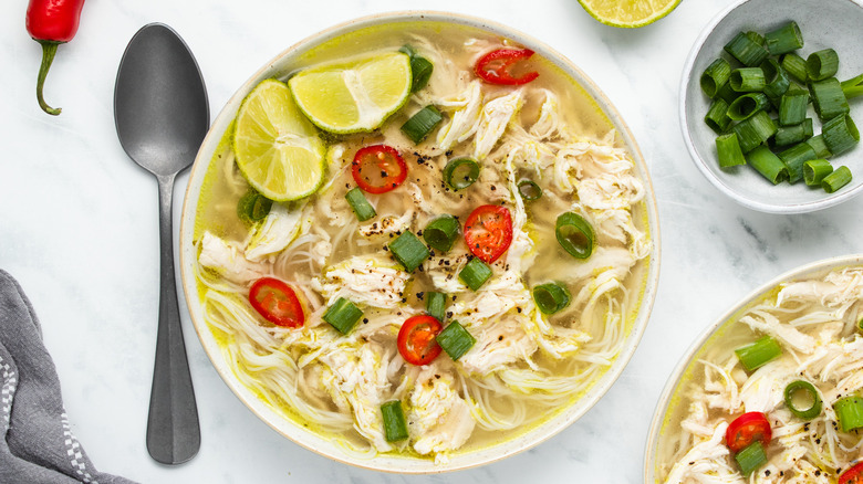 Easy Chicken Pho Recipe in bowl 