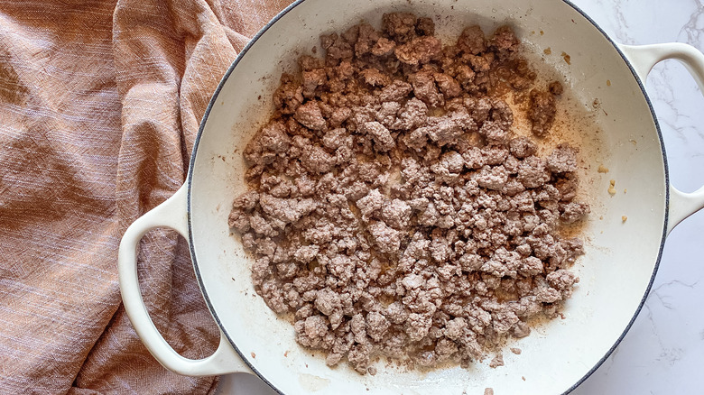 ground beef in pan