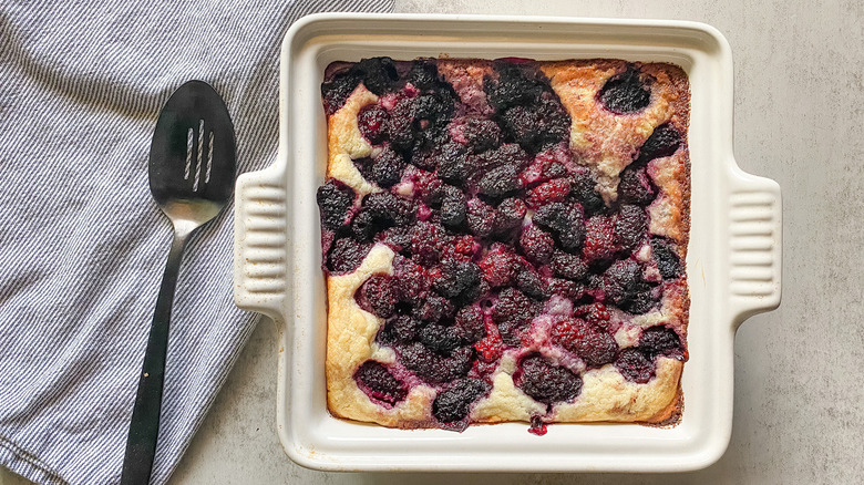 dewberry cobbler in dish