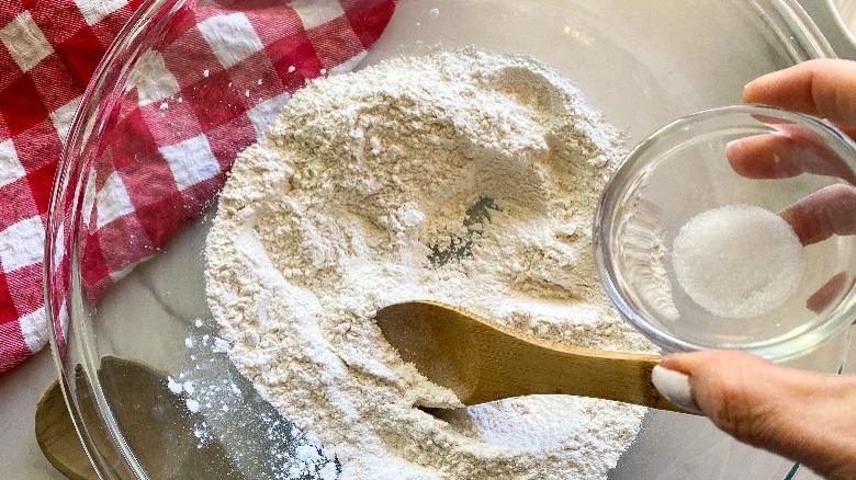 batter ingredients in glass bowl