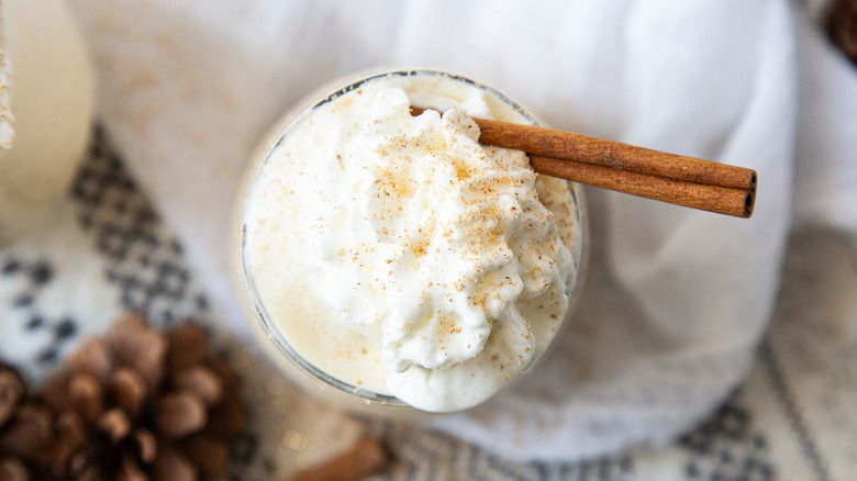 eggnog milkshake with whipped cream