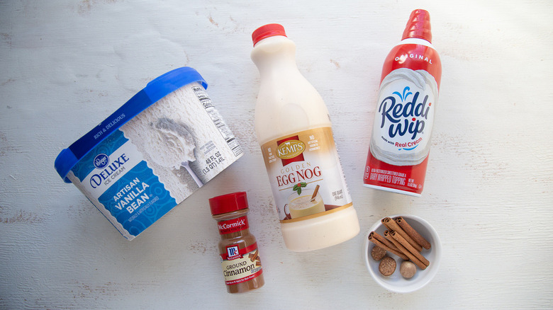 ingredients for eggnog milkshakes