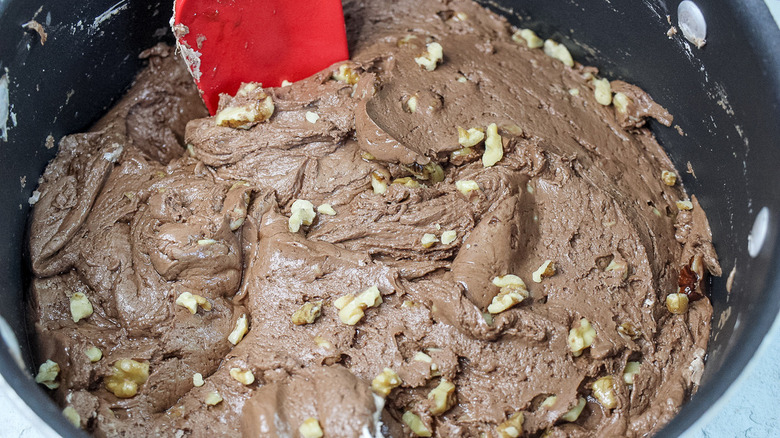 fudge batter in bowl