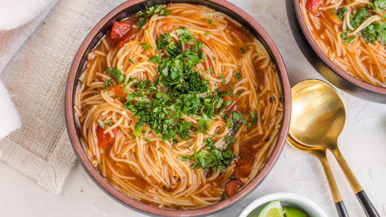 fideo in bowl with cilantro