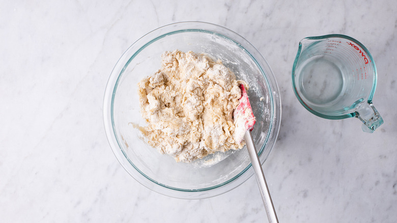 shaggy dough in a glass bowl