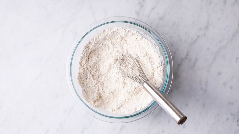 flour in a glass bowl