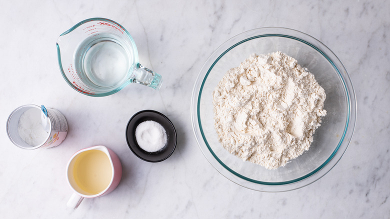 ingredients gathered to make flour tortillas