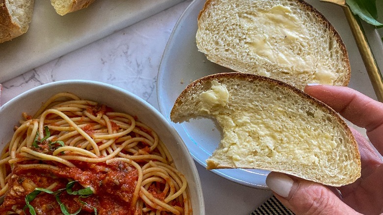 french bread and spaghetti