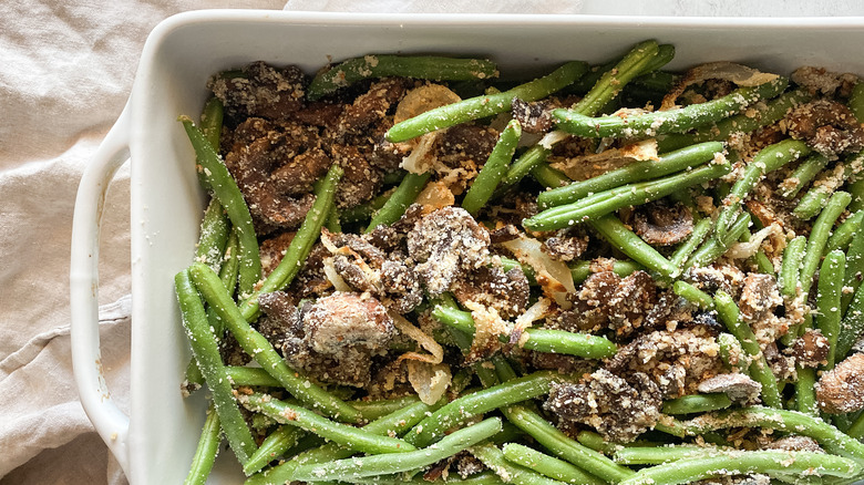 green bean casserole in dish