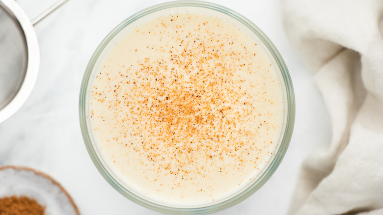 easy homemade eggnog in glass 