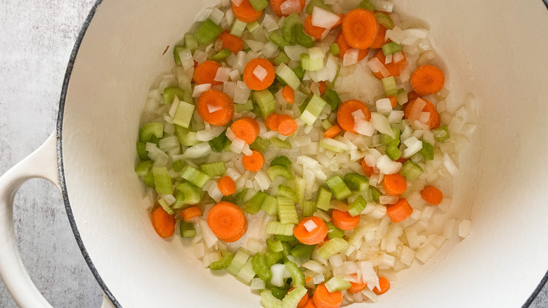 lemony chicken orzo soup veggies cooking 