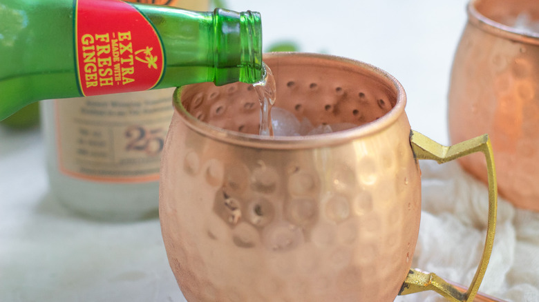 ginger beer poured into mug 