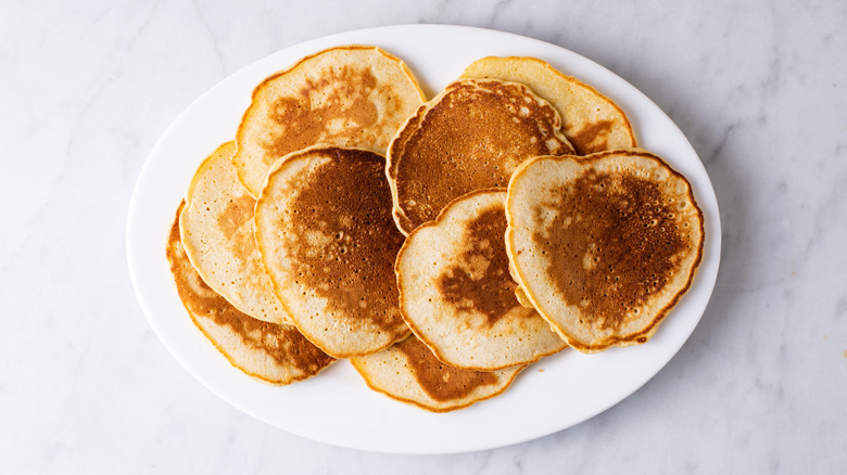 pancakes on an oval platter