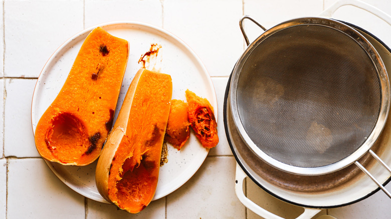 Cooked squash on white plate