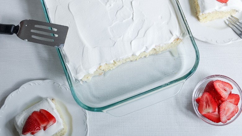 sliced tres leches cake