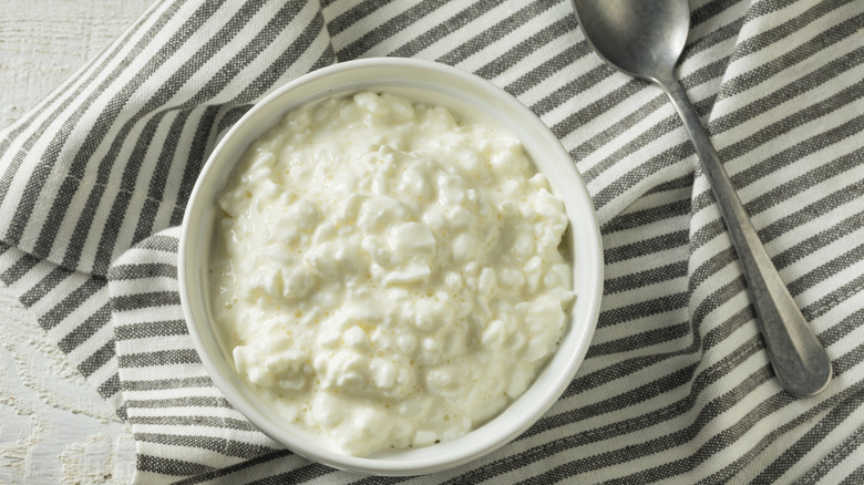 cottage cheese in dish