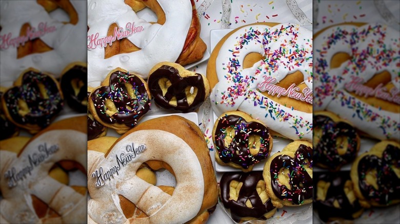 New Year's pretzels with decorations