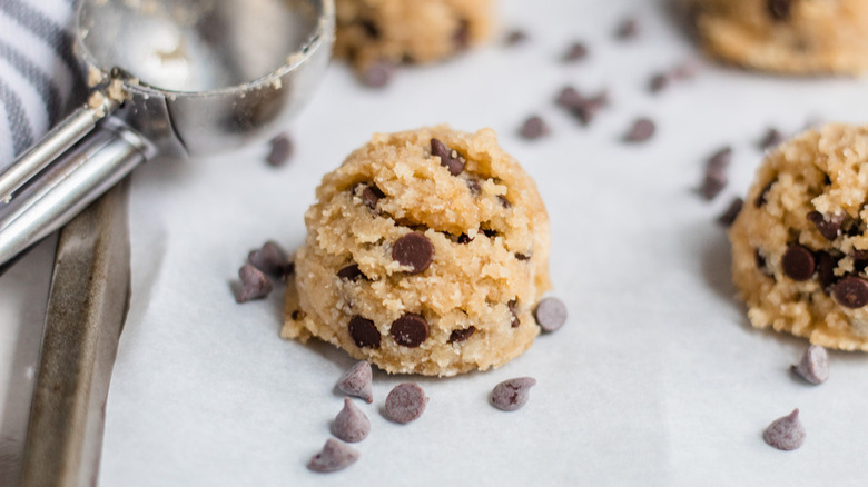 cookie dough ball and scoop