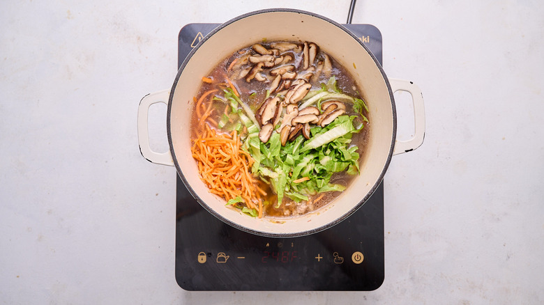 soup ingredients in pot