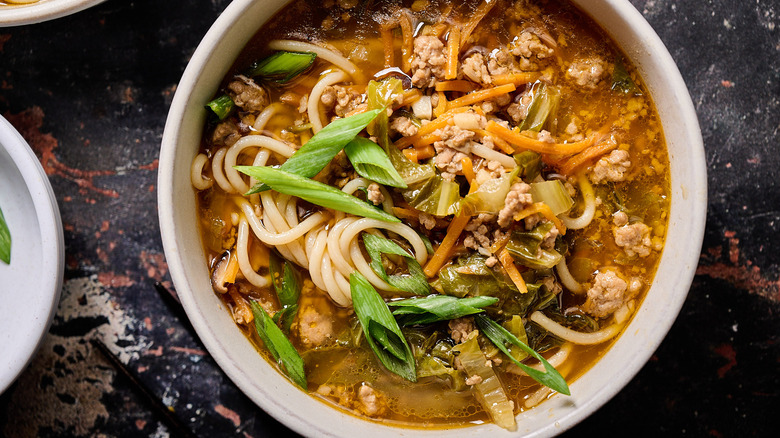 scallions on top of soup