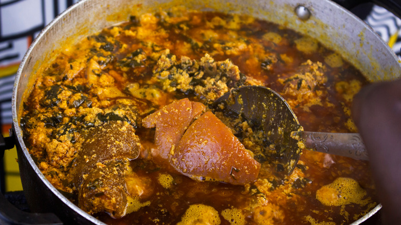 Pot of egusi soup