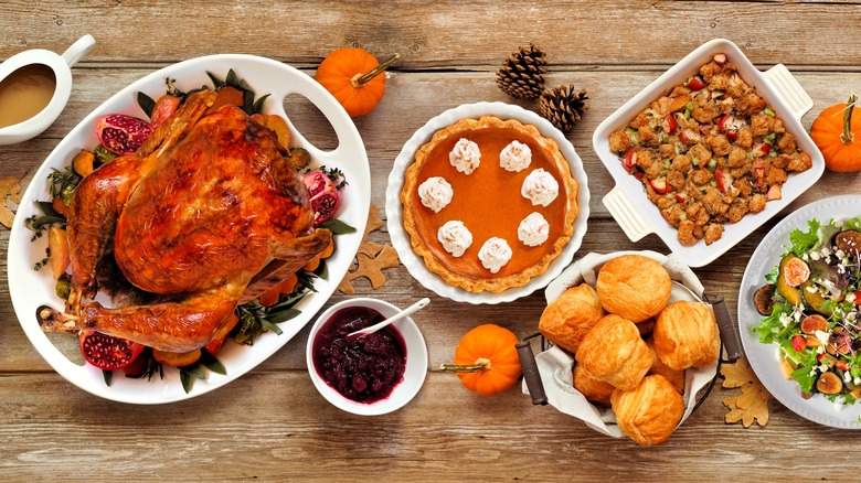 Thanksgiving meal on table