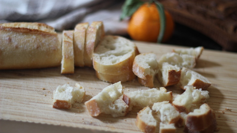 baguette cut up for stuffing