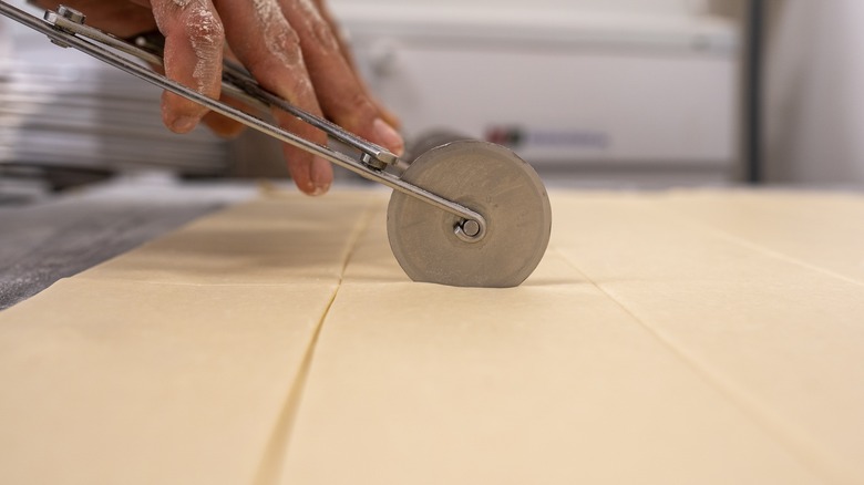 cutting pastry dough