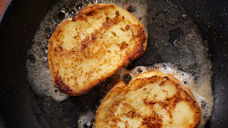 frying bread in pan