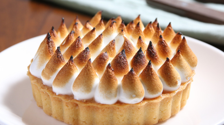 toasted meringue tips on pie