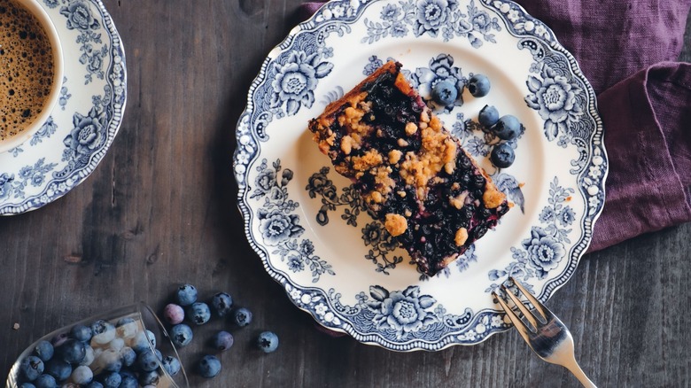 slice of blueberry coffee cake