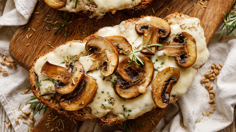 Maple marinated mushroom crostini