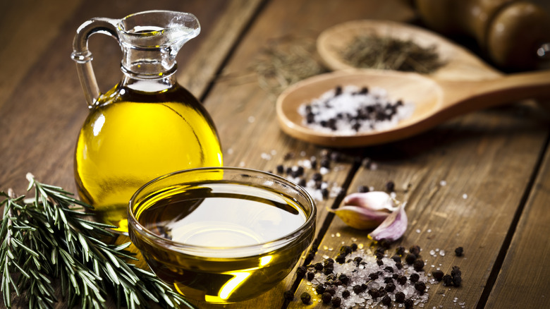 Bowl of oil with spices