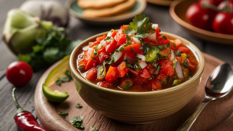 bowl of chunky red salsa