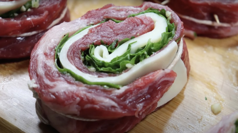 flank steak pinwheel with garnish