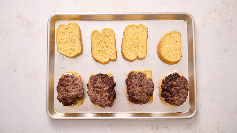 hamburger patties on texas toast