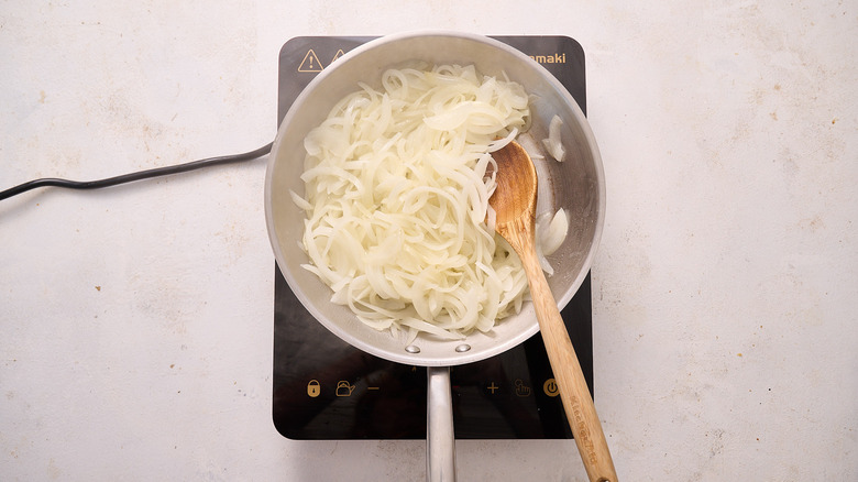 softening onions in skillet