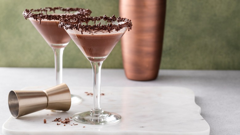 Sprinkle-rimmed chocolate martinis