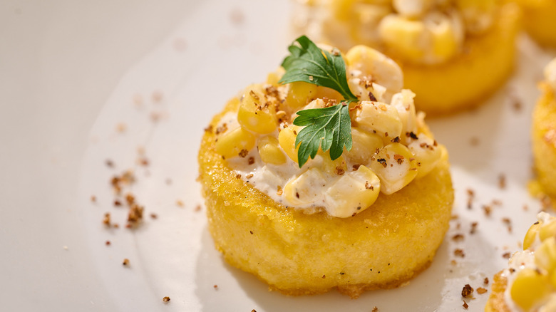 polenta hors d'oeuvres on plate