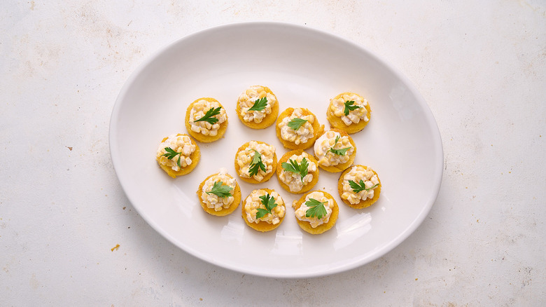 polenta hors d'oeuvres on platter