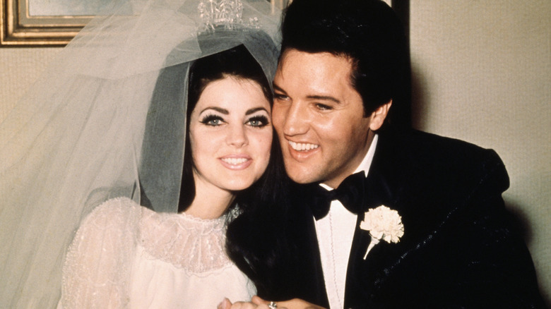 Elvis and Priscilla Presley on their wedding day