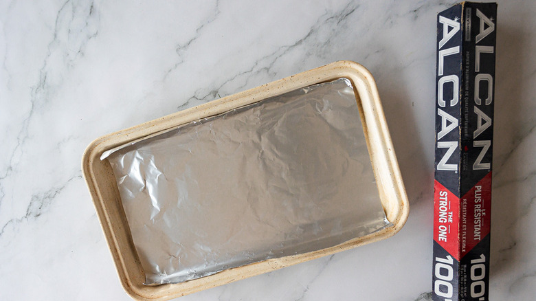 Baking sheet with foil