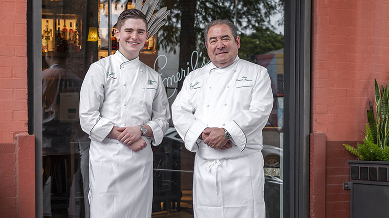 Emeril and EJ Lagasse outside Emeril's New Orleans