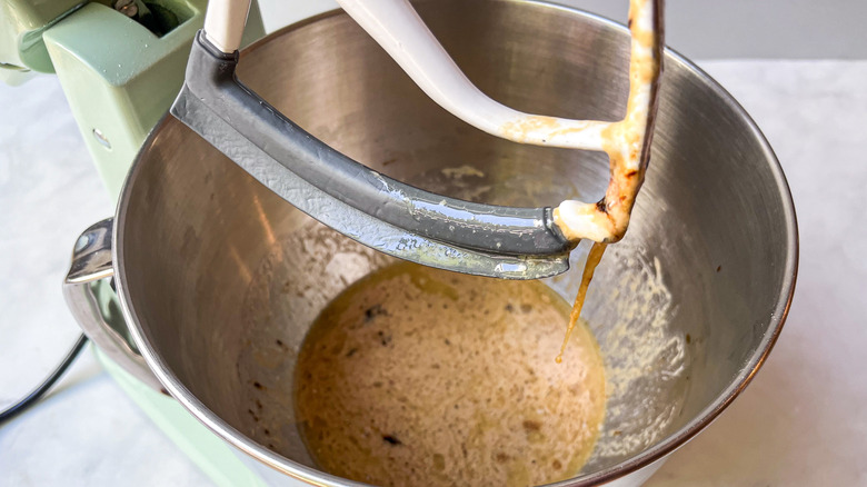 wet muffin ingredients being mixed